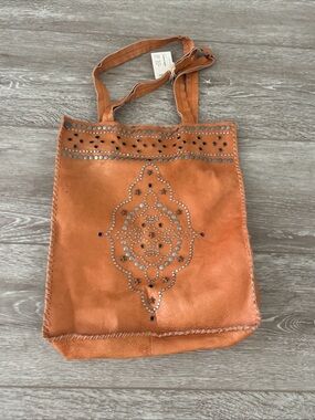 Odd Molly Orange Studded Leather Tote